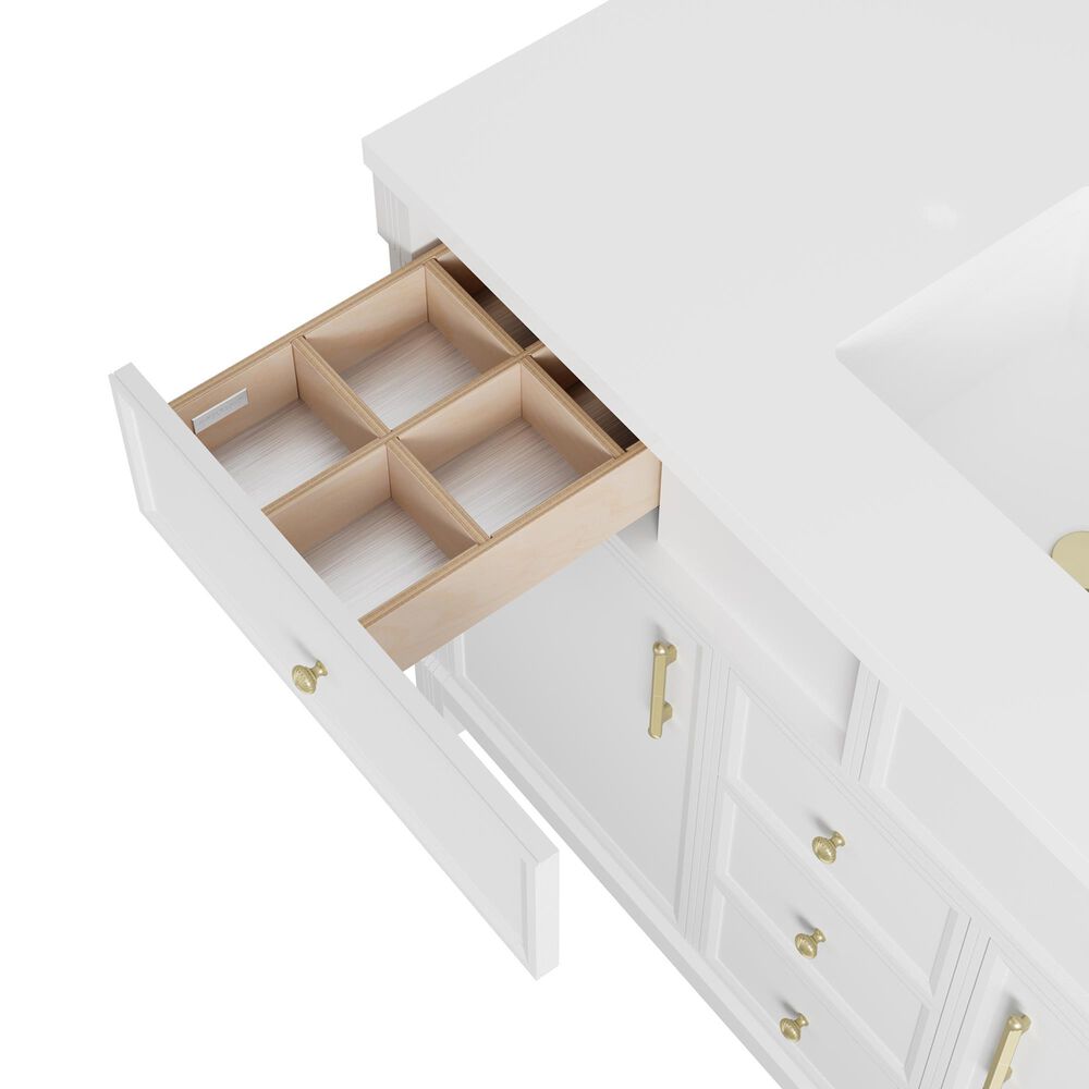 James Martin Bellshire 48" Single Bathroom Vanity in Bright White with 3 cm Parisien Bleu Silestone Top and Rectangular Sink, , large