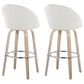 LumiSource Matisse 30" Swivel Barstool with Cream Fabric Upholstery in Whitewashed and Chrome (Set of 2), , large