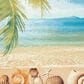 Safavieh Barbados Tropical Beach Seashell 5"3" Round Gold and Blue Indoor/Outdoor Area Rug, , large