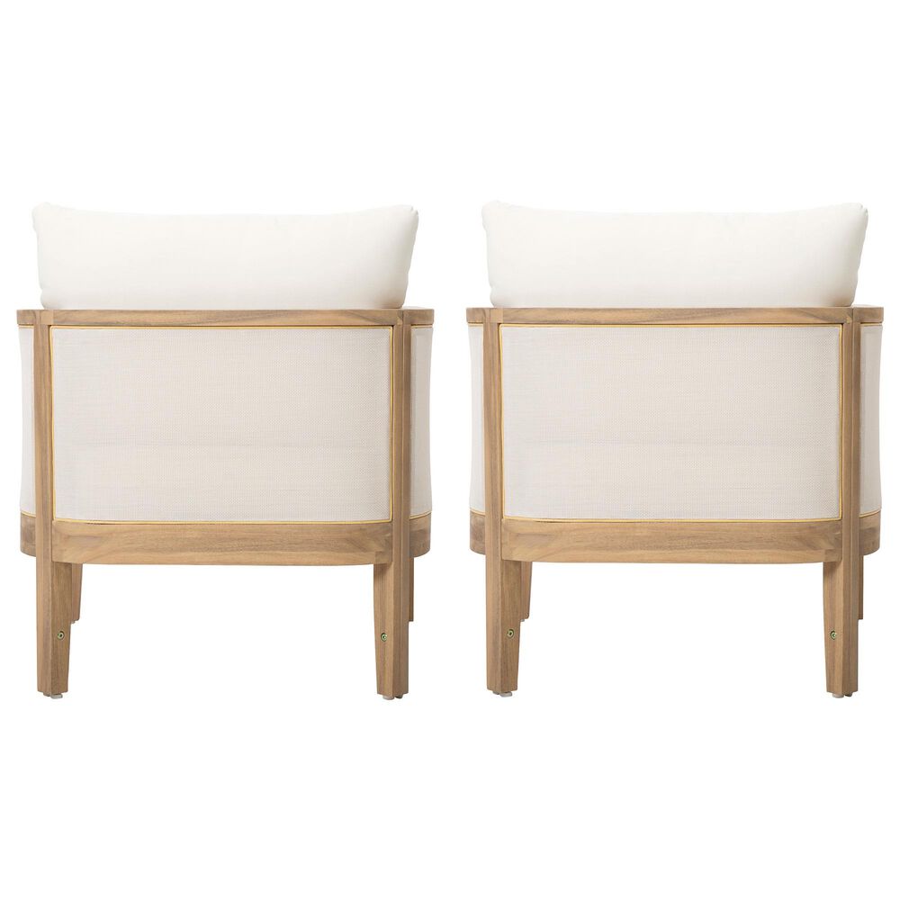 Hearth and Haven 24.8" Outdoor Armchair with Light Teak Frame in Beige (Set of 2), , large