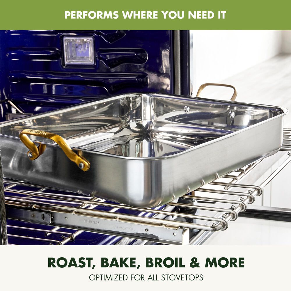Green Pan Reserve 13" x 16" Roaster with Rack in Stainless Steel, , large