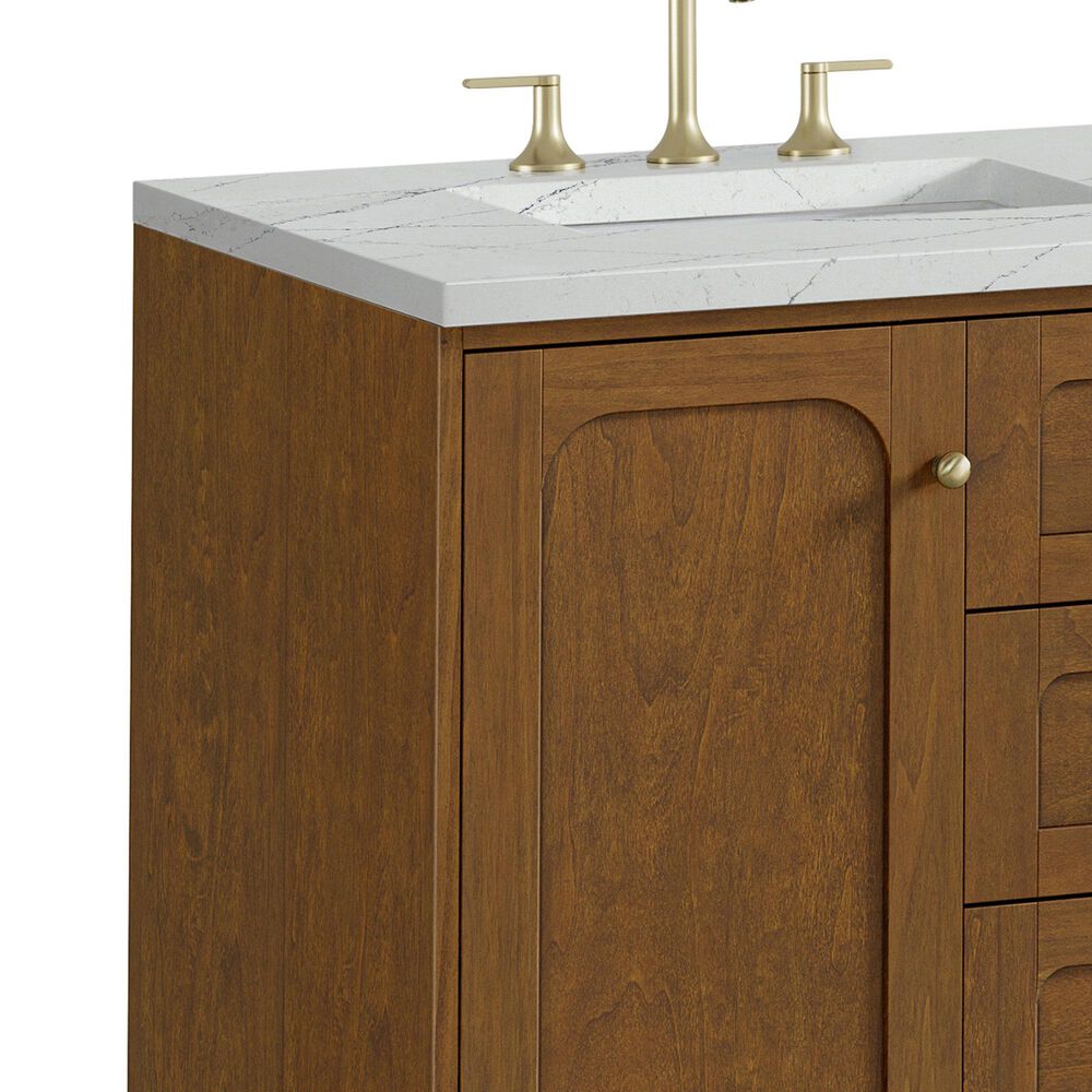 James Martin Laurent 60" Double Bathroom Vanity in Honey Oak with 3 cm Ethereal Noctis Silestone Top and Rectangular Sinks, , large
