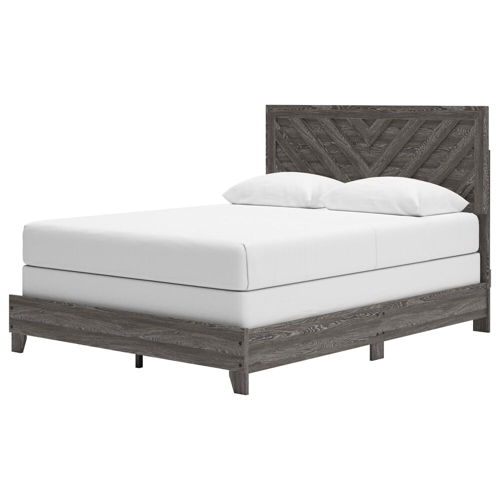Ashley Sylveri Queen Chevron Panel Bed in Gray, , large