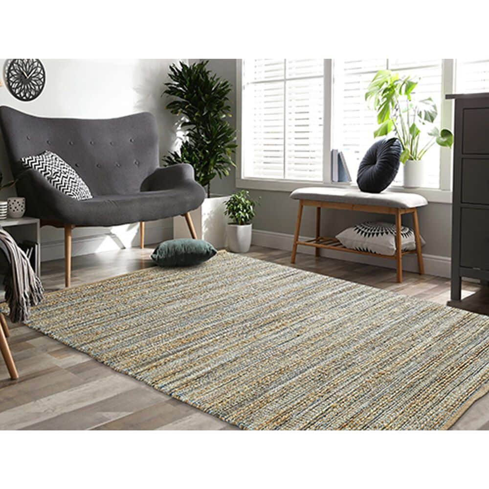 L&amp;R Resources Natural Fiber 9&#39; x 12&#39; Spa Blue Area Rug, , large