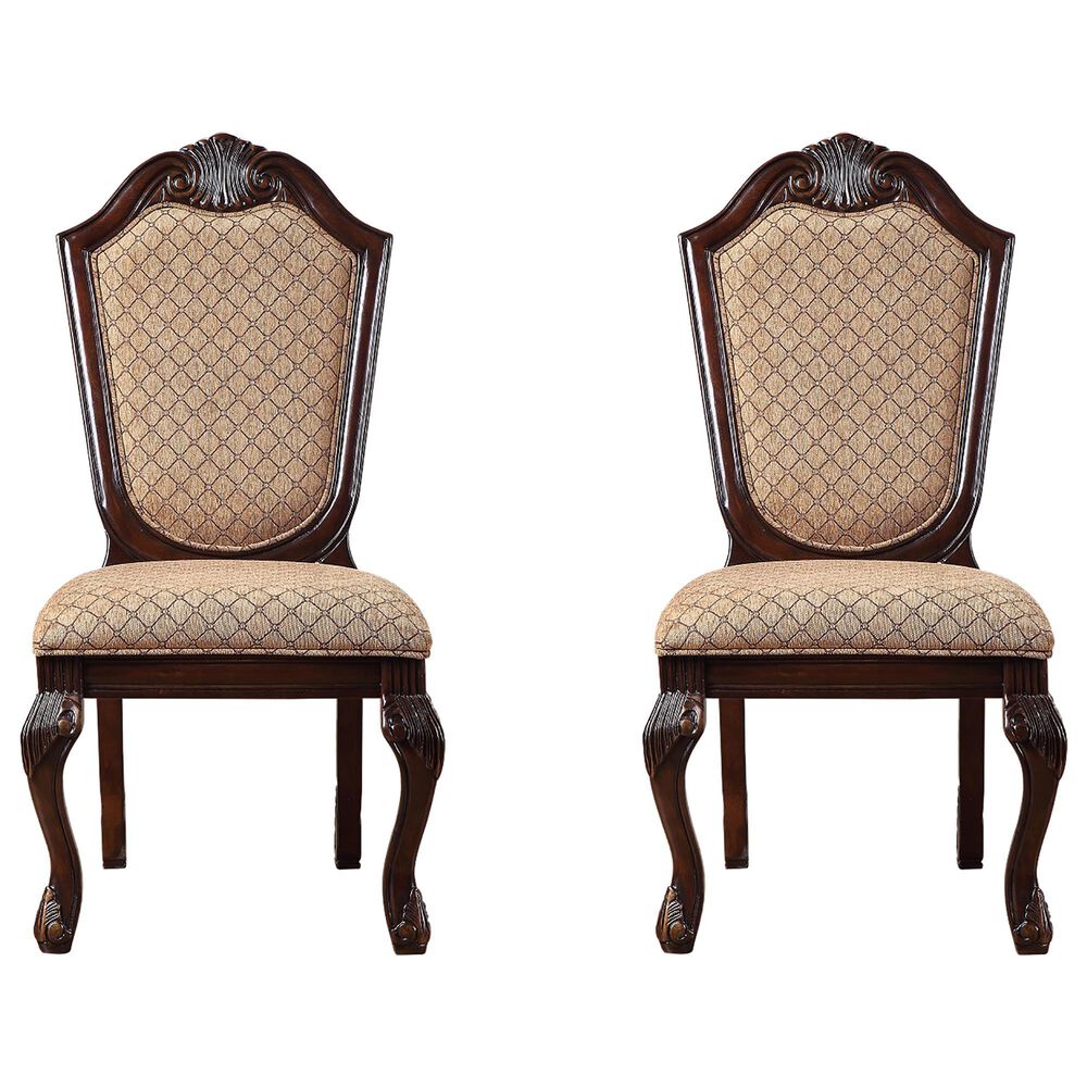 HOMLUX Chateau De Ville Side Chair with Diamond Pattern Fabric Upholstery in Espresso (Set of 2), , large
