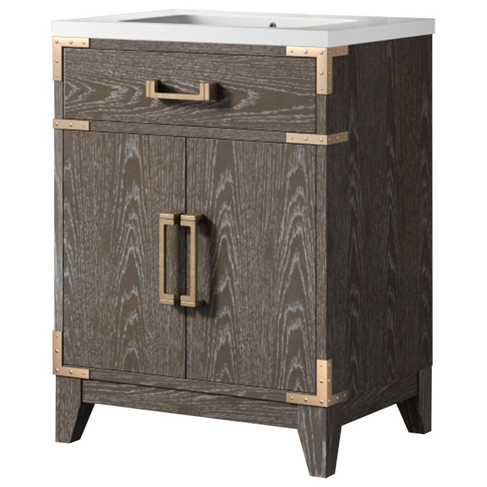 Lexora Home Laurel 24" Single Bathroom Vanity in Brown Oak with White Acrylic Top and Rectangular Sink, , large