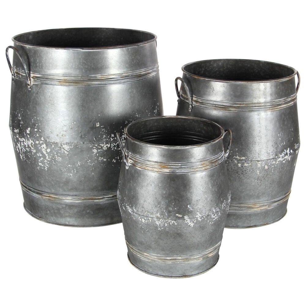 Maple and Jade 24" Metal Planter in Gray (Set of 3), , large