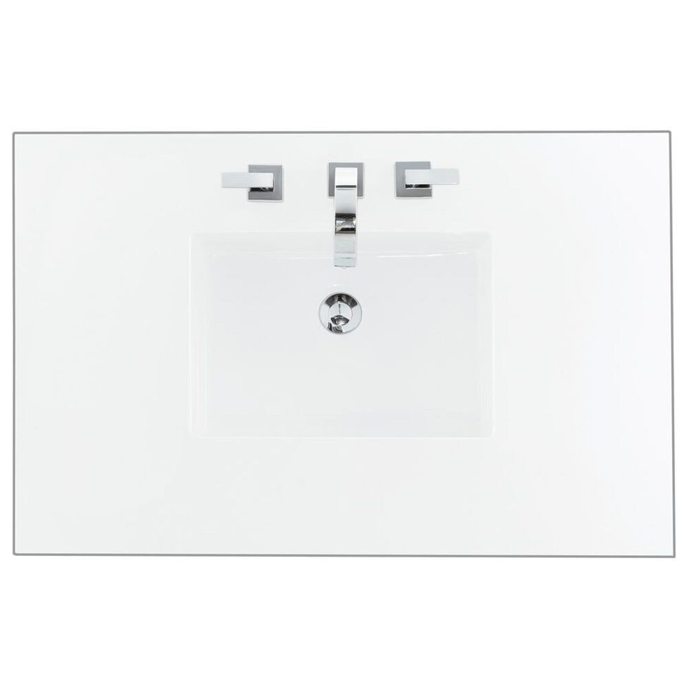 James Martin Vanities Myrrin 36&quot; Vanity in Bright White with 3 cm White Zeus Quartz Top, , large