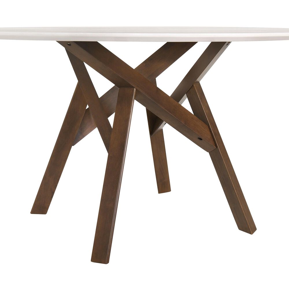 Blue River Venus and Rowan 5-Piece Dining Set with Gray Cushion in Walnut and White, , large