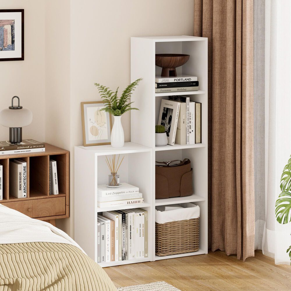 HOMLUX 4-Tier Open Shelf Display Organizer Bookcase in White, , large