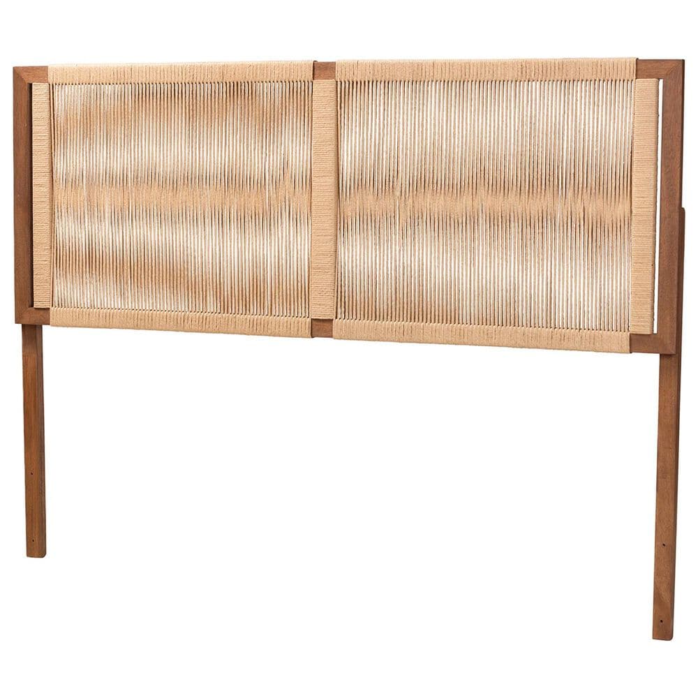 Baxton Studio Holitz King Headboard in Walnut Brown and Light Brown, , large