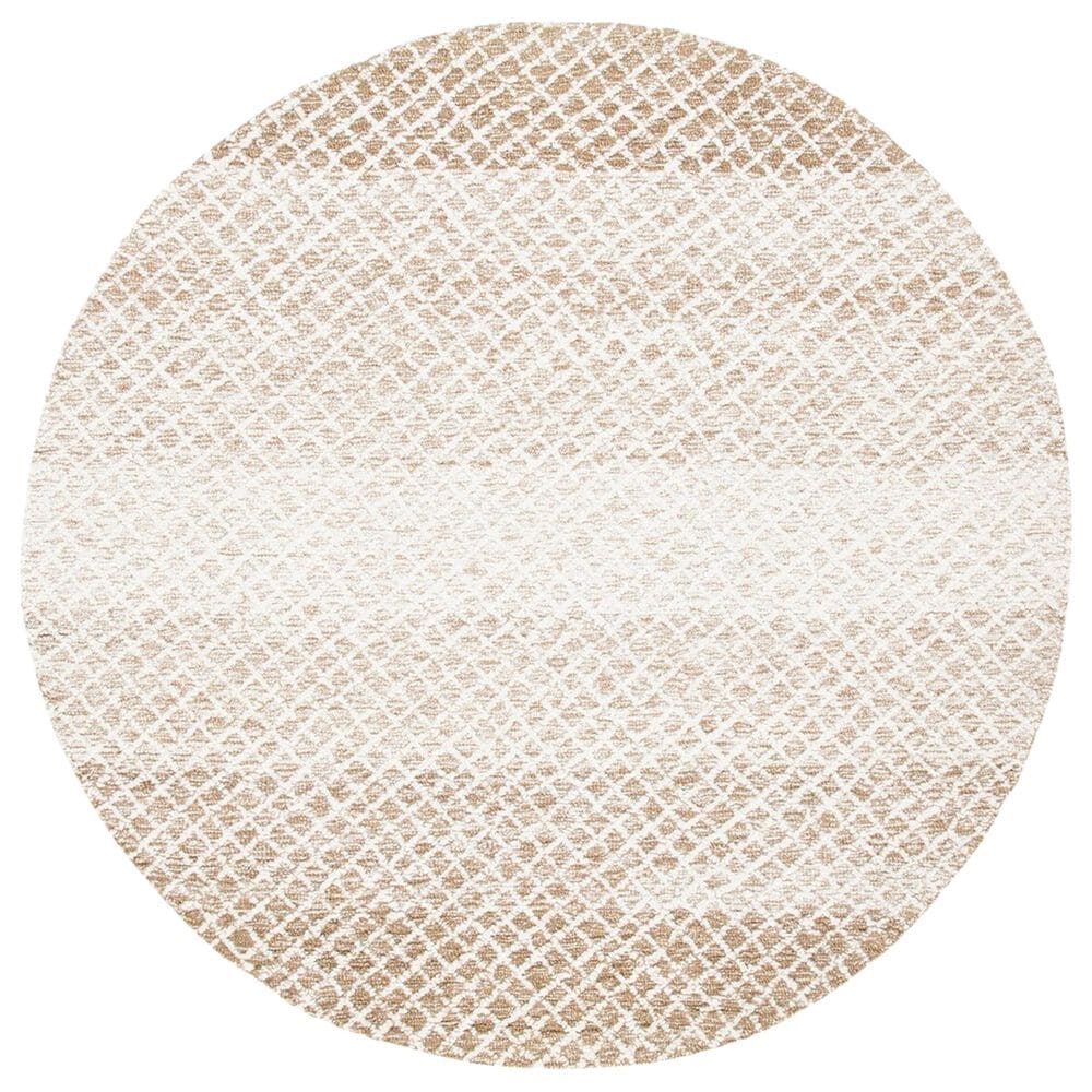 Safavieh Micro-Loop Geometric 5" Round Beige and Ivory Area Rug, , large