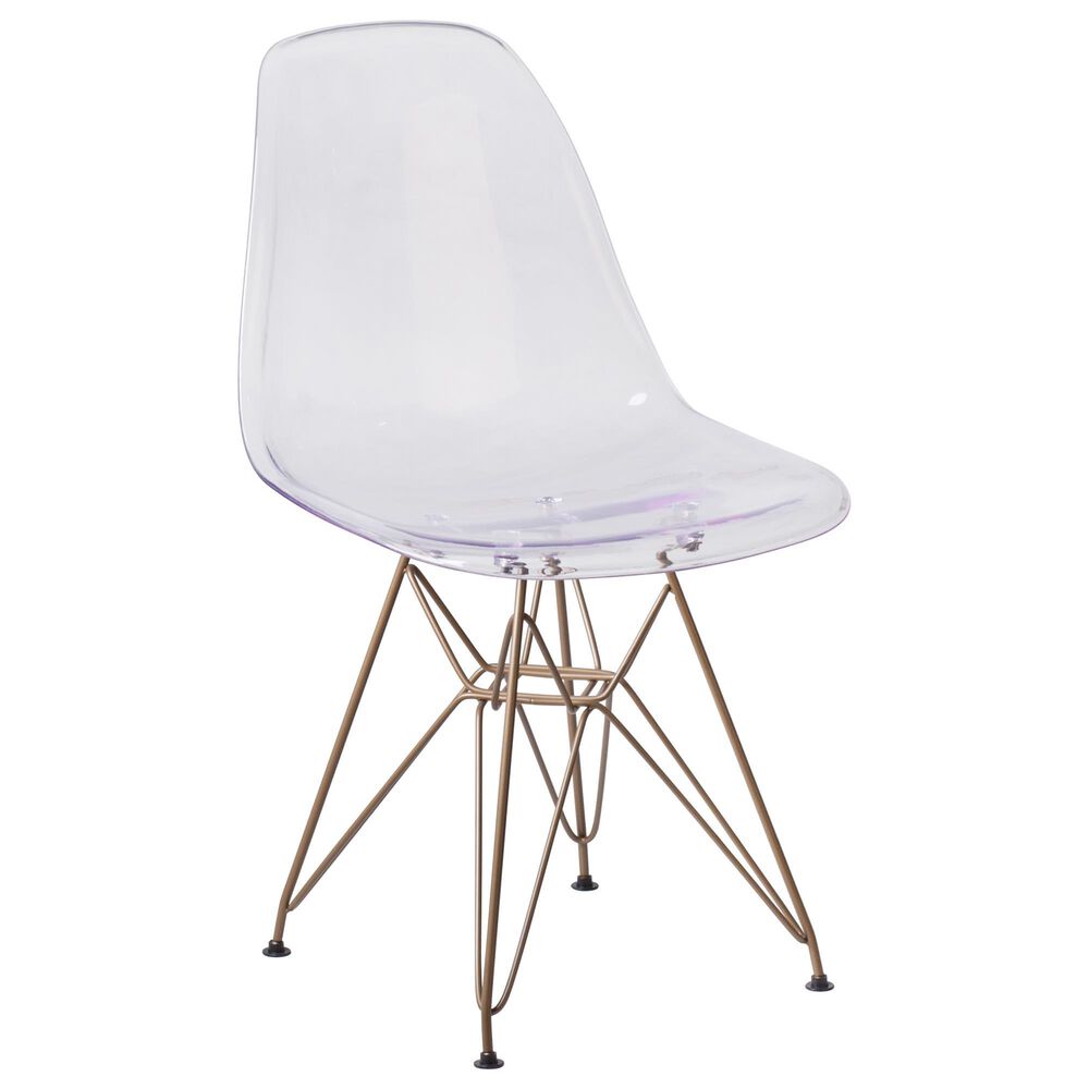 Flash Furniture Elon Side Chair in Clear and Gold, , large