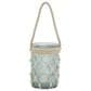 Maple and Jade 5" x 16" Indoor/Outdoor Candle Lantern with Rope Handle in Frosted Blue and Cream, , large