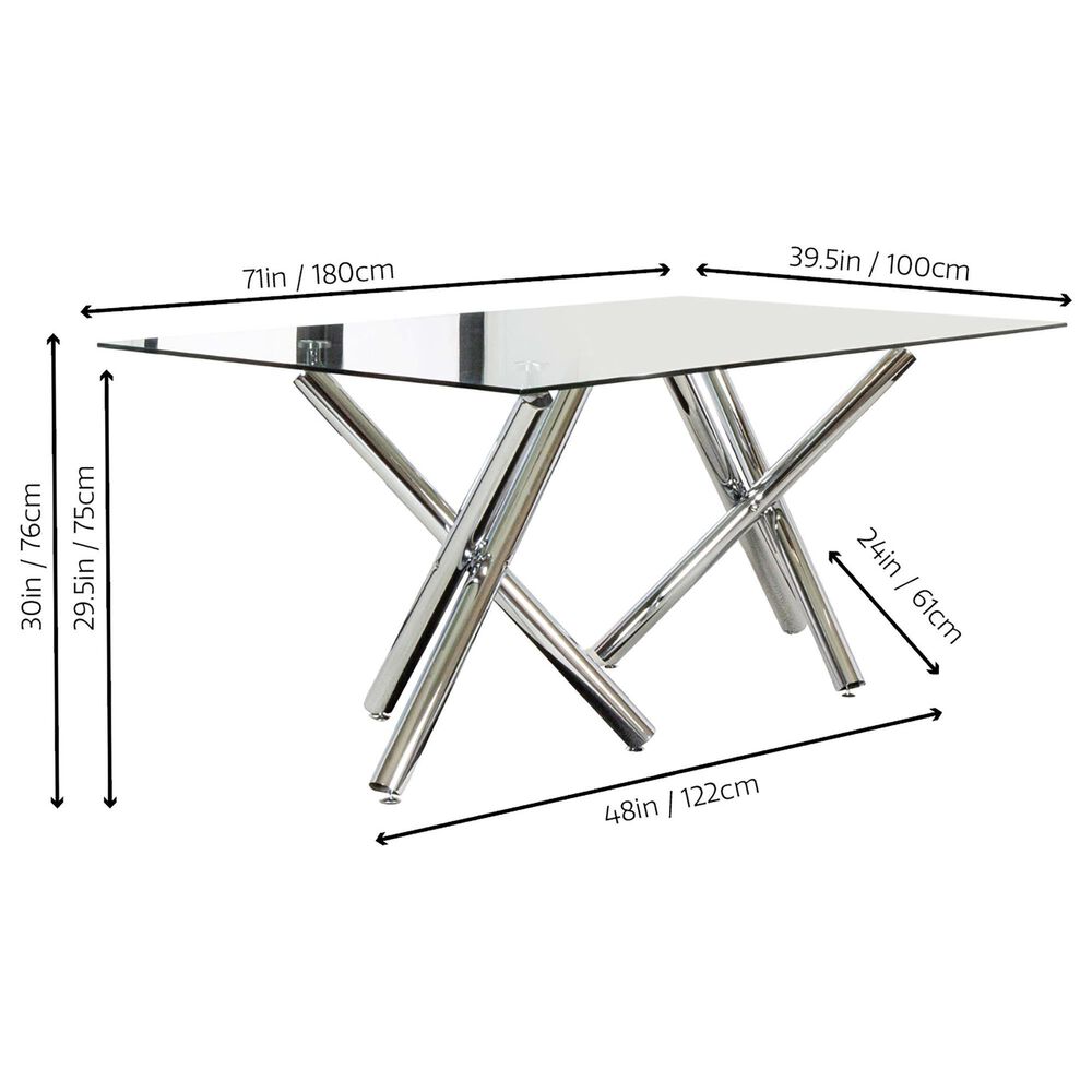 SUNSET Mantis and Murano/Mist 7-Piece Rectangular Dining Set in Clear and Chrome, , large