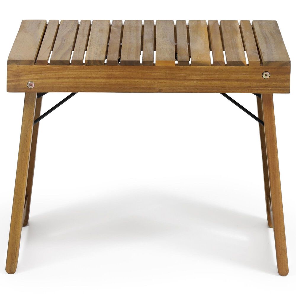 Hearth and Haven Kyoto Outdoor Folding Side Table with Slatted Top in Teak, , large