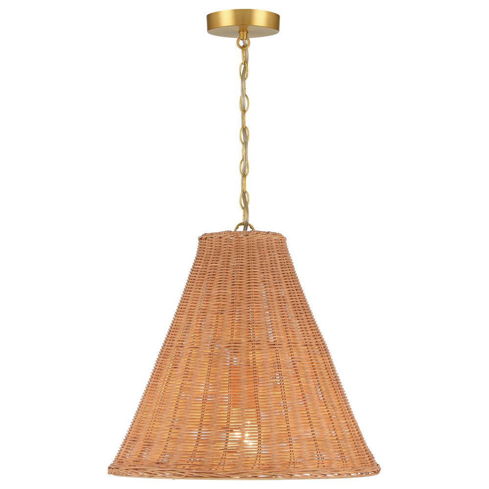 Creative Coop Rosemary 1-Light Small Pendant with Natural Shade, , large