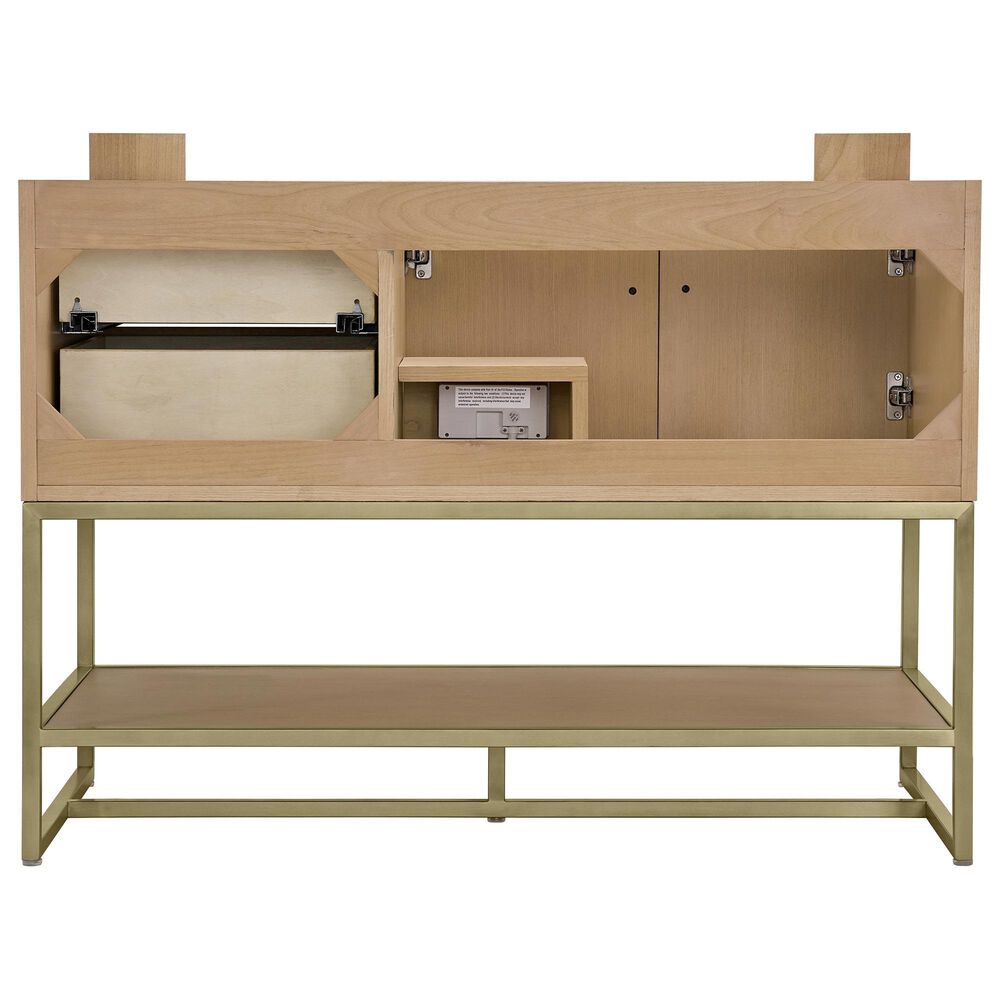 37B Mauri 42" Single Bathroom Vanity with Metal Base in Warm Oak with High-Profile 4" White Composite Stone Top, , large