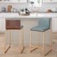 Lumisource Mason 25" Counter Stool with Green Fabric Cushion in Gold and Walnut (Set of 2), , large