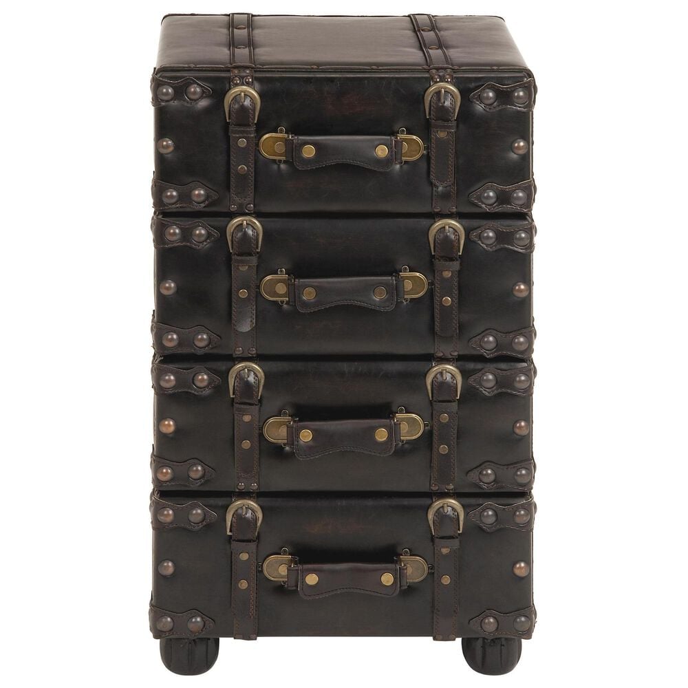 Maple and Jade 4-Drawer Room Chest with Buckle Strap and Stud Detail in Black, , large