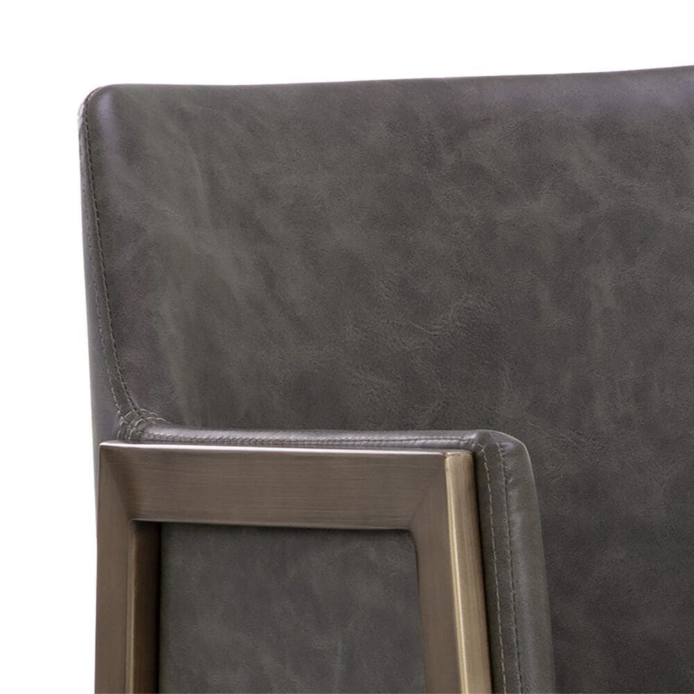 37B Bernadette Counter Stool with Kendall Grey Faux Leather Cushion and Antique Brass Finish, , large