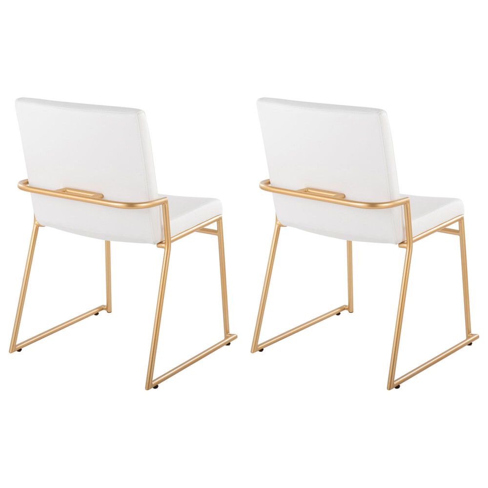 LumiSource Dutchess Side Chair with White Faux Leather Cushion in Gold (Set of 2), , large