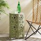 Hearth and Haven Galore 14" Outdoor Hexagon Metal Side Table with Sunburst Cut Out Design in Green, , large