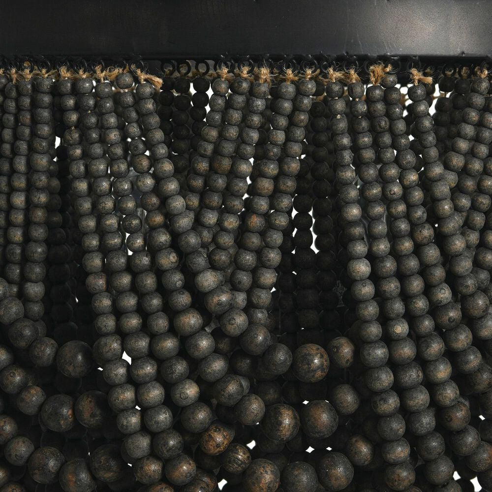 Creative Coop Laurel 2-Tier Draped Wood Bead Chandelier in Black, , large