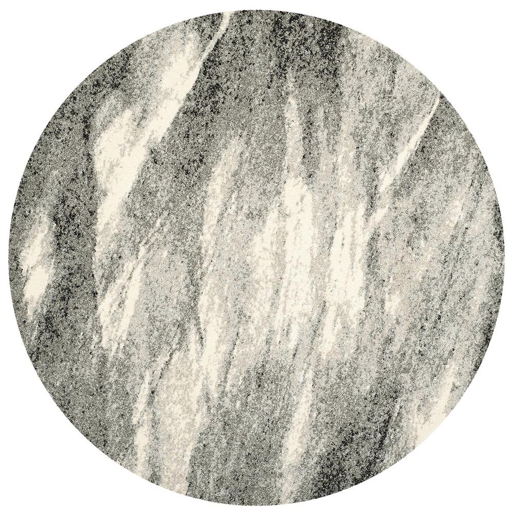 Safavieh Retro RET2891-8012-6R 6" Round Grey/Ivory Area Rug, , large