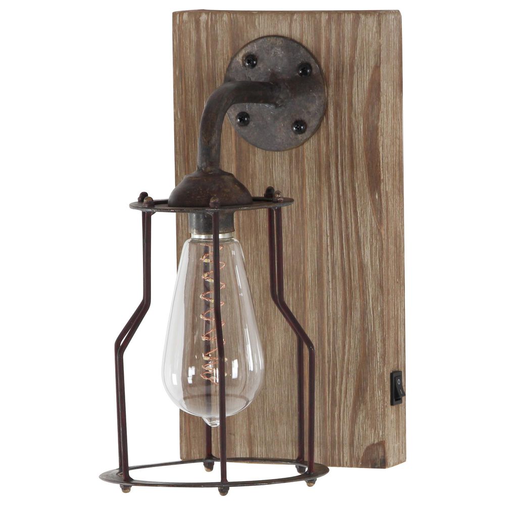 Maple and Jade 11" Industrial Metal Wall Sconce Brown, , large