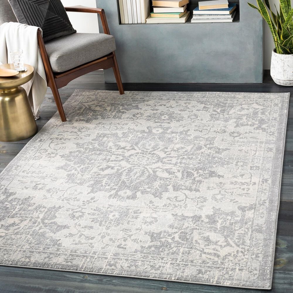 Surya Monaco MOC-2328 5&#39;3&#39; x 7&#39;3&quot; Silver Gray and Cream Area Rug, , large