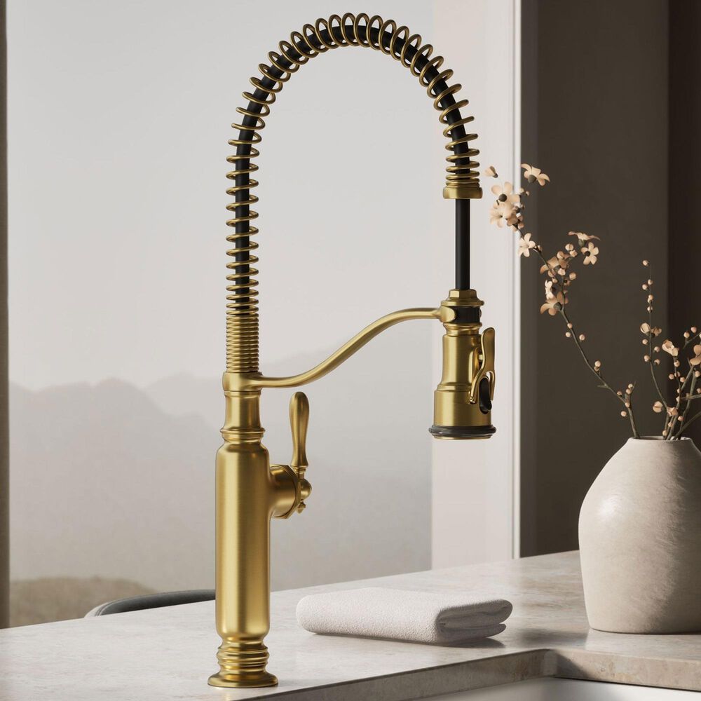 Kohler Tournant Semi-Professional Pull Down Kitchen Sink Faucet in Vibrant Brushed Moderne Brass, , large