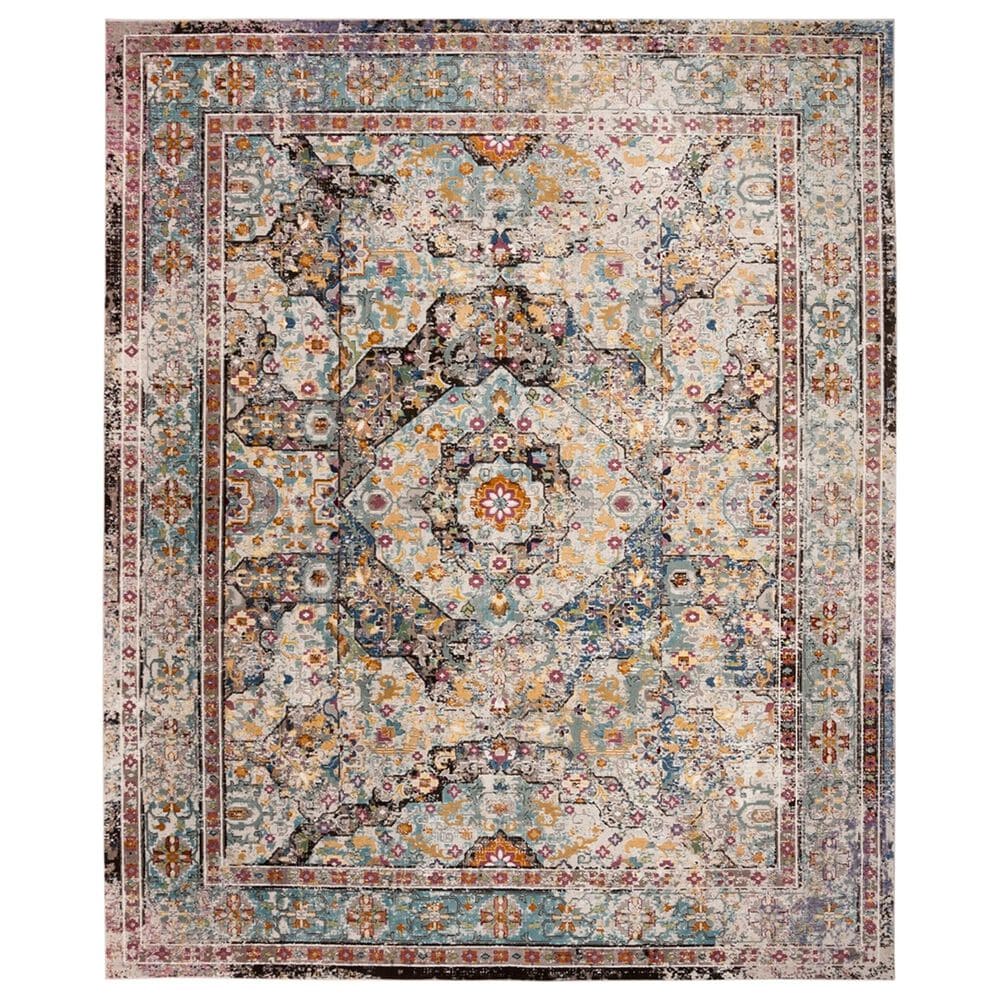 Safavieh Aria ARA199B 9" x 12" Blue and Multicolor Area Rug, , large