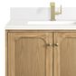 James Martin Vanities Laurent 30" Single Bathroom Vanity in Light Natural Oak with Single Hole 3 cm White Zeus Quartz Top and Rectangular Sink, , large