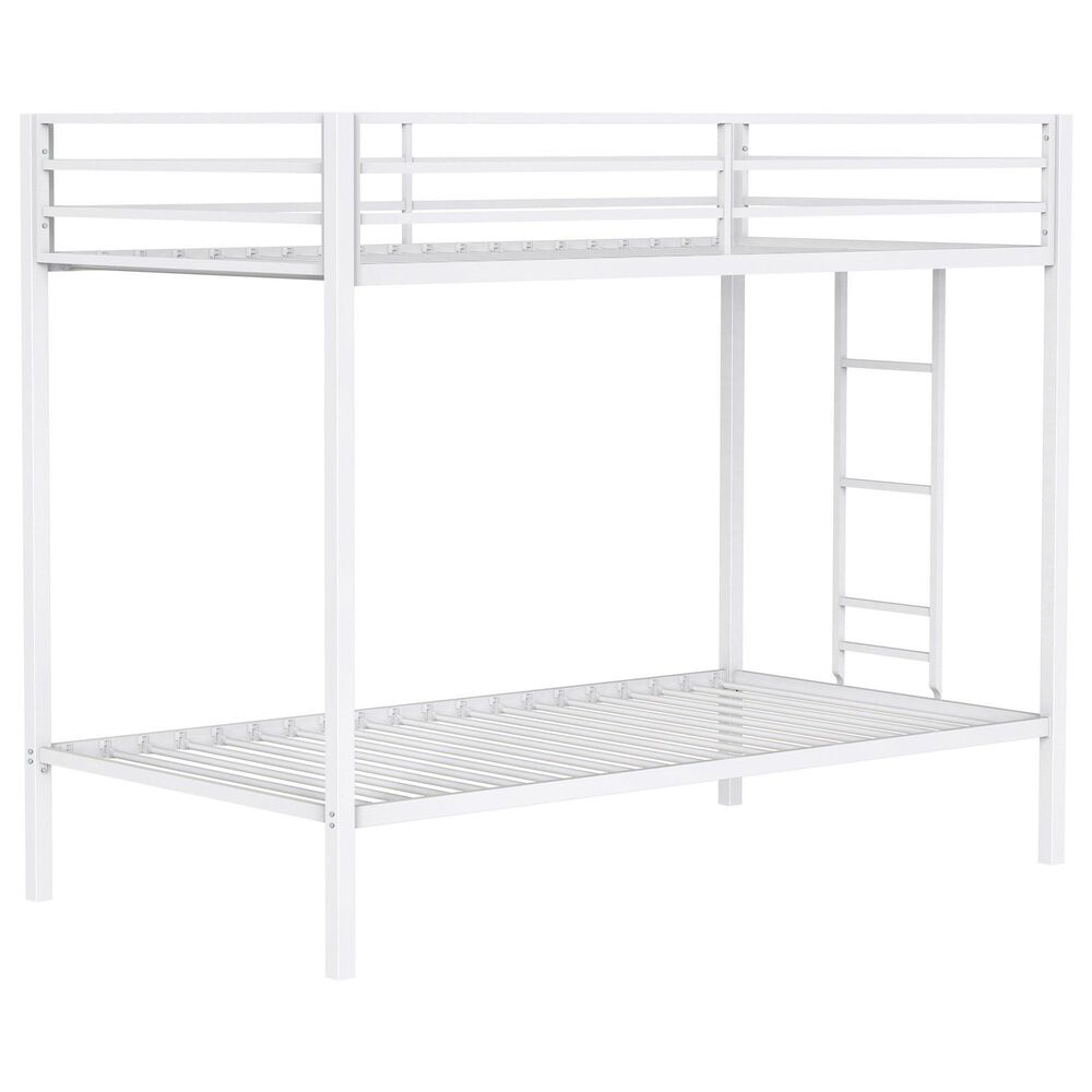 Pacific Landing Alevera Twin Over Twin Bunk Bed with Ladder in Matte White, , large
