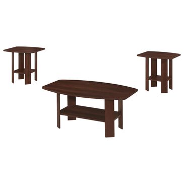Monarch Specialties 3-Piece Table Set with 36" Coffee Table in Cherry, , large