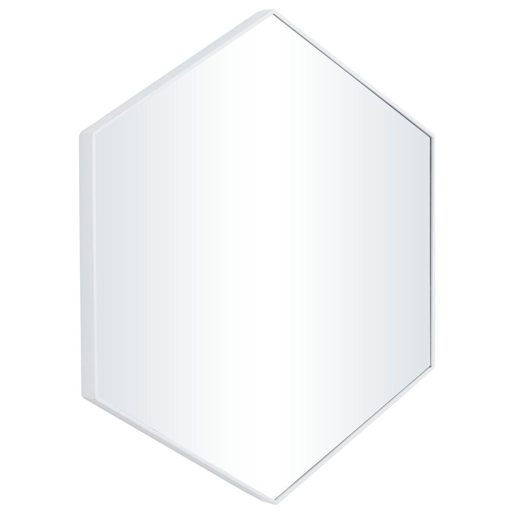 Maple and Jade 24" x 21" Hexagon Wall Mirror in White, , large