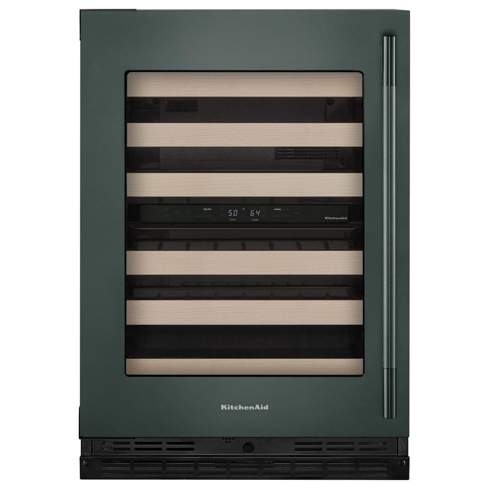 KitchenAid 24" Undercounter Wine Cellar with Full-Extension Wood-Front Racks and Left Hinge in Juniper Green, , large