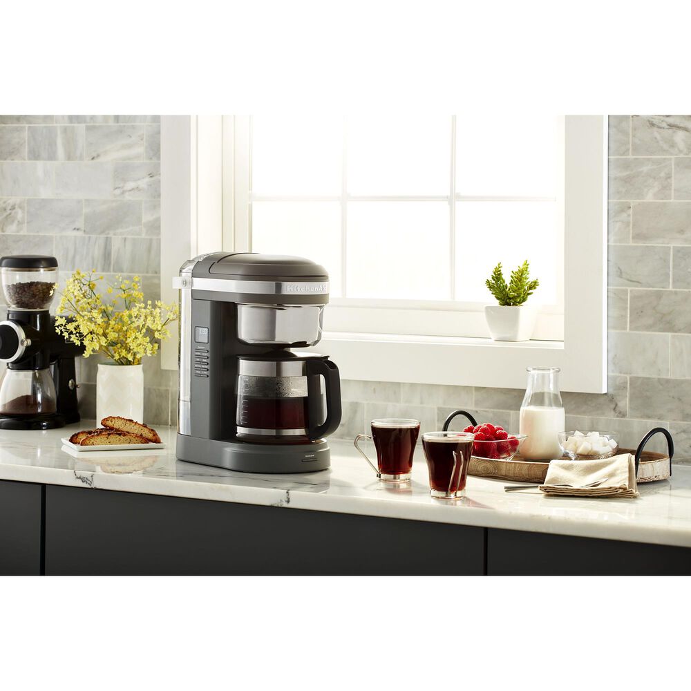 KitchenAid 12 Cup Drip Coffee Maker with Programmable Warming Plate in Matte Charcoal Grey, , large