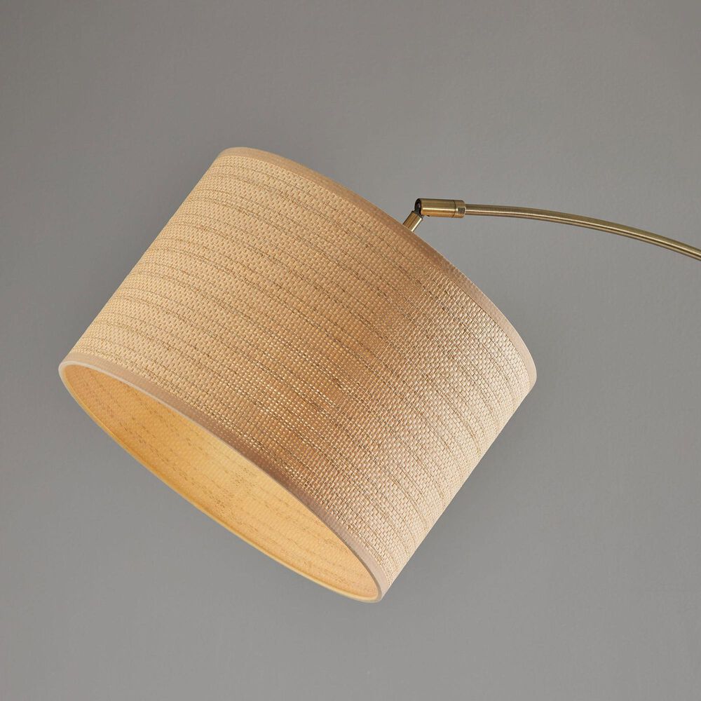 Adesso Bowery Arc Lamp with Natural Shade in Antique Brass, , large