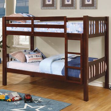 Furniture of America Patton Full Over Full Bunk Bed in Dark Walnut, , large