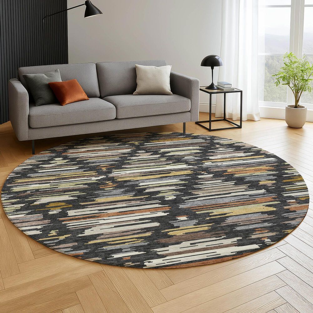 Dalyn Rug Company Kenner KN2 Black 8' Round Area Rug, , large