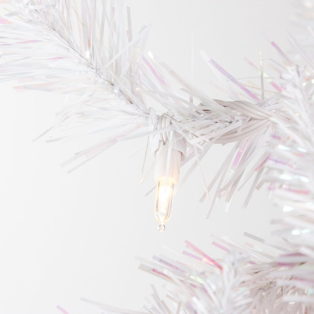 The Gerson Company 7.5&#39; Pre-Lit Tinsel Artificial Christmas Tree in White, , large