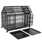 HOMLUX 52" Heavy Duty Dog Cage Pet Crate with Roof and Window on Roof in Black, , large