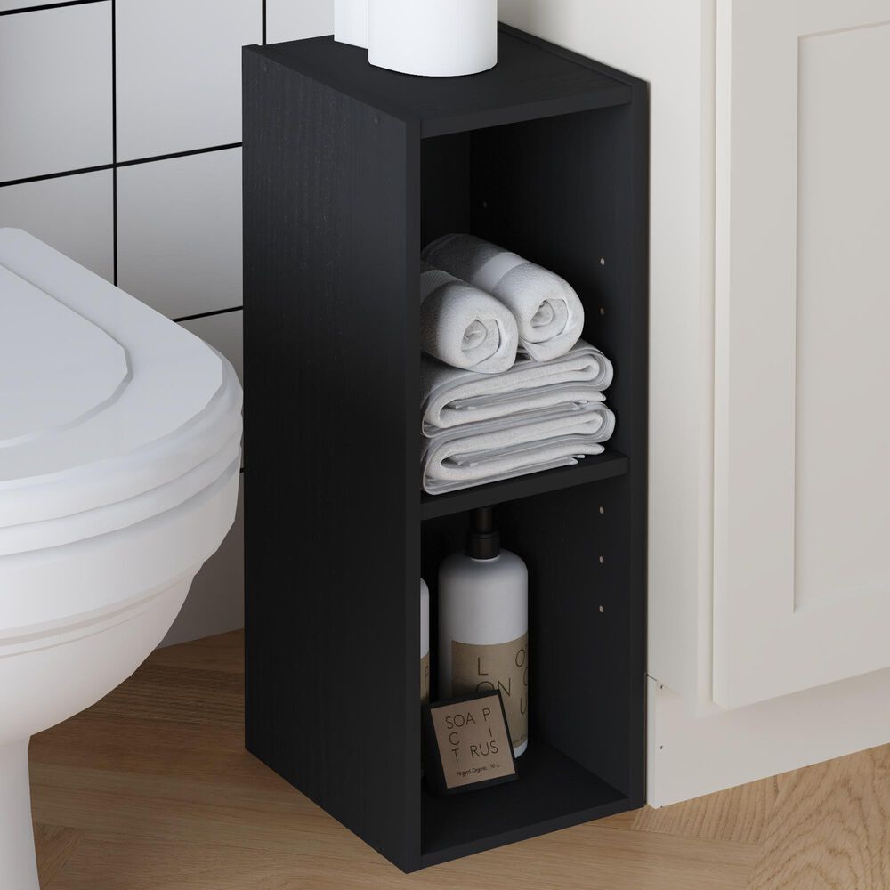 HOMLUX 2-Tier Open Bookcase with 8" Shelf in Blackwood, , large