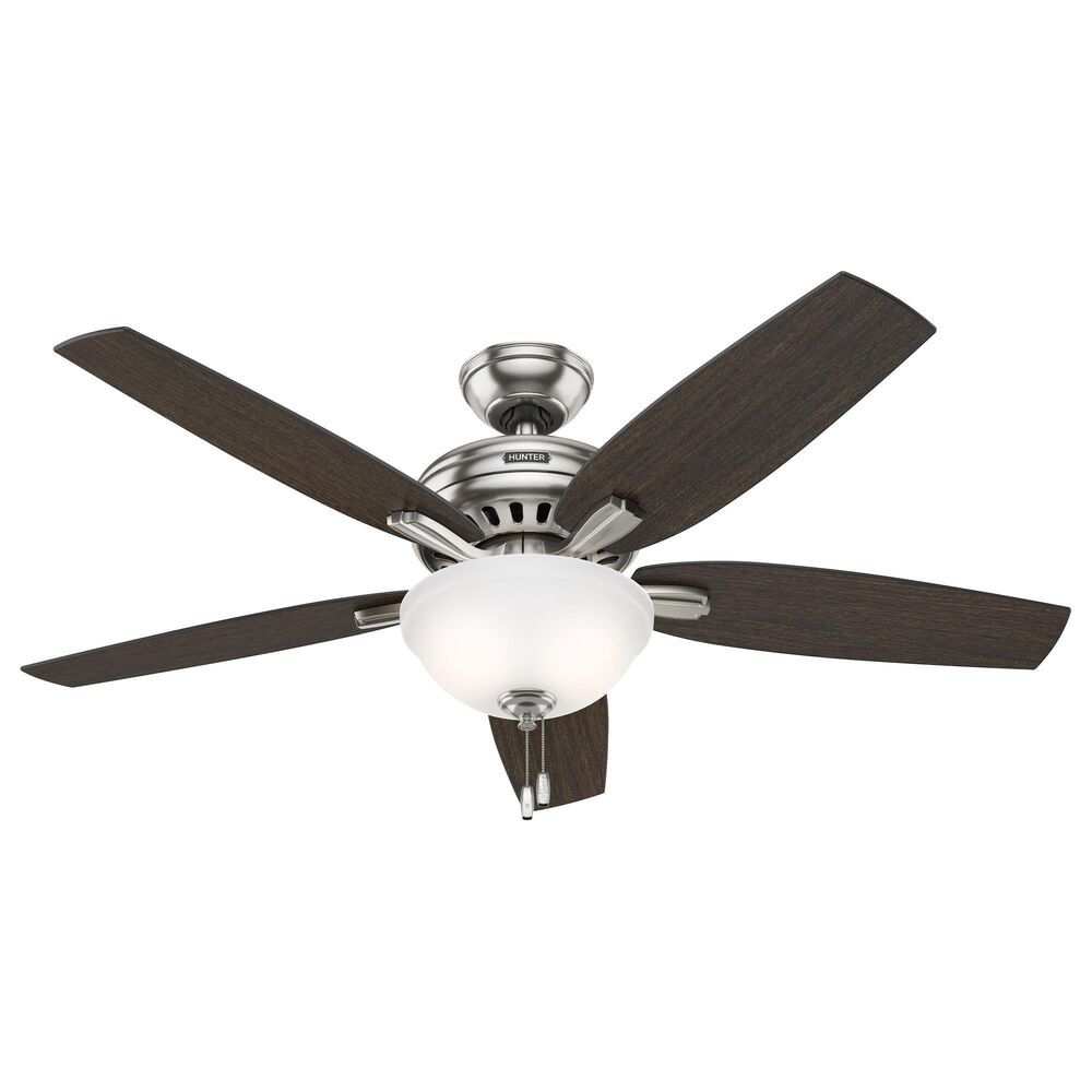 Hunter Newsome 52&quot; Ceiling Fan with Lights in Brushed Nickel, , large