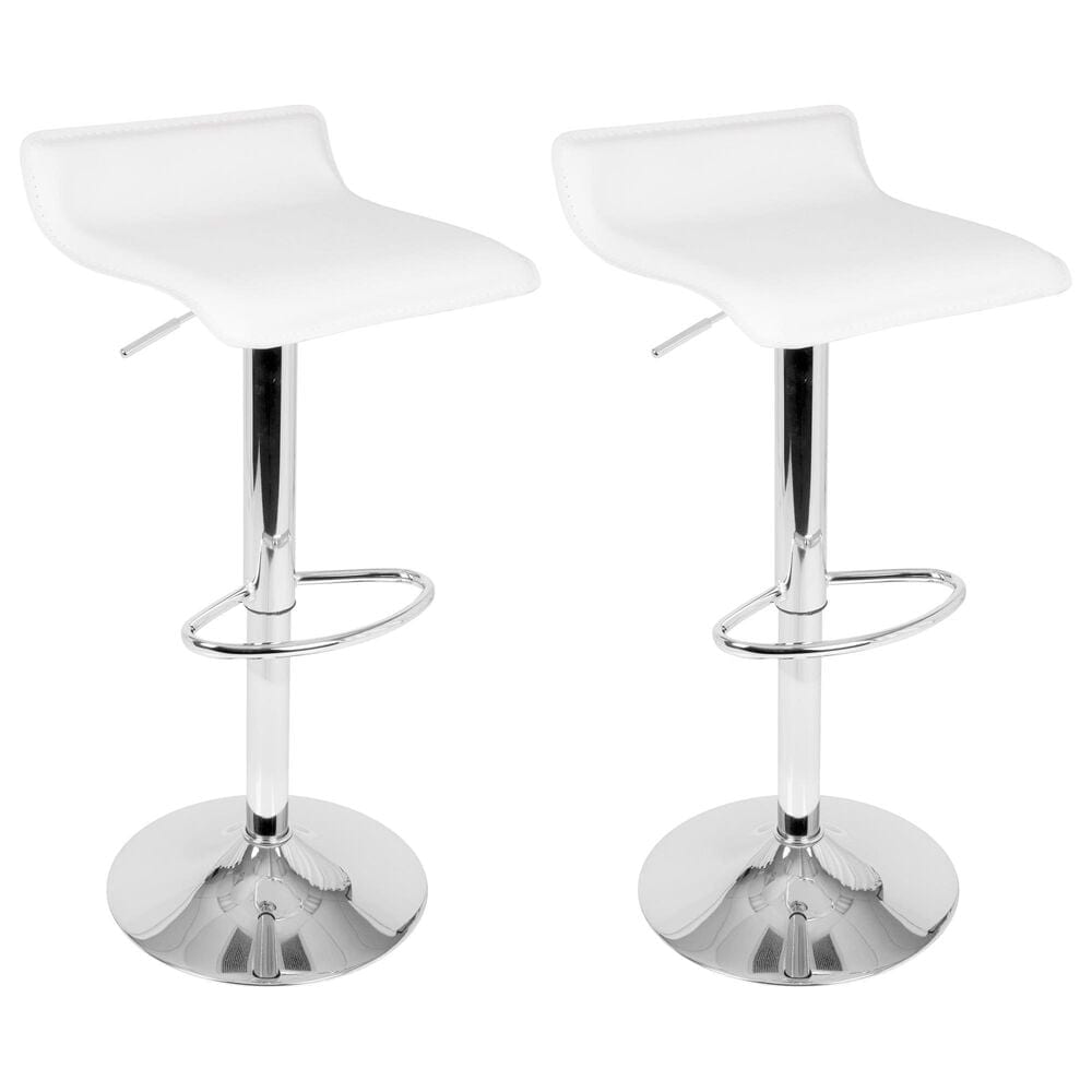 Lumisource Ale Swivel Adjustable Barstool with White Seat in Chrome (Set of 2), , large
