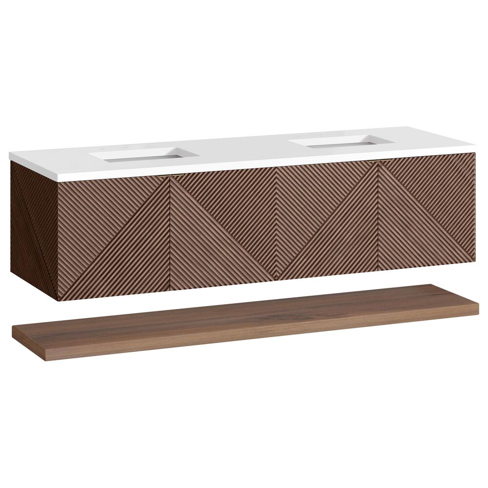 James Martin Vanities Marcello 72" Double Bathroom Vanity in Chestnut with 3 cm White Zeus Quartz Top and Rectangular Sinks, , large