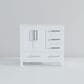 Lexora Home Jacques 36" Left Offset Single Bathroom Vanity in White with 2 cm White Quartz Top and Rectangular Sink, , large