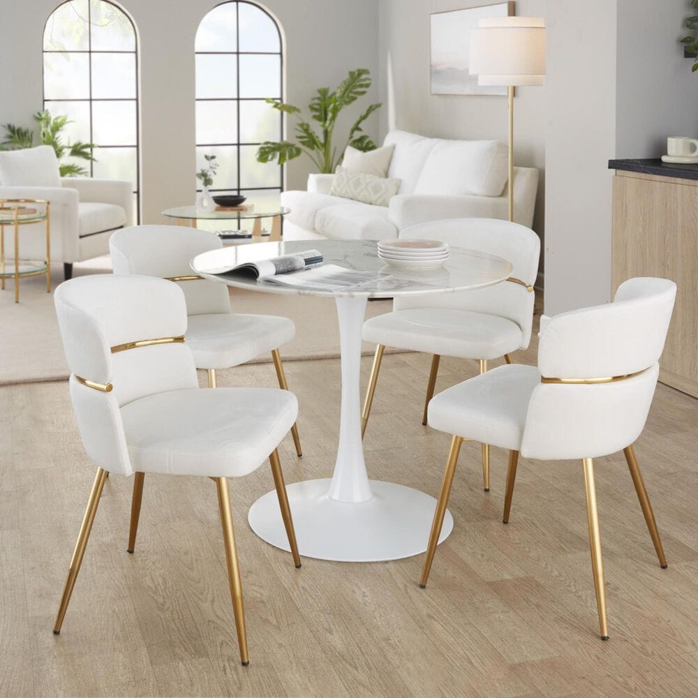 LumiSource Cinch Side Chair with Cream Velvet Cushion in Gold &#40;Set of 2&#41;, , large